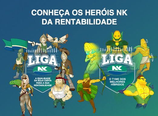 Imagem da campanha Liga NK, com Heróis NK da rentabilidade