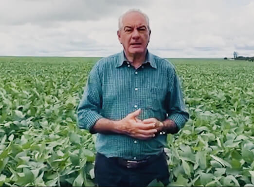 Produtor rural em lavoura de soja